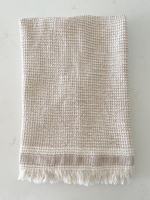 Waffle Striped Turkish Cotton Bath Towel