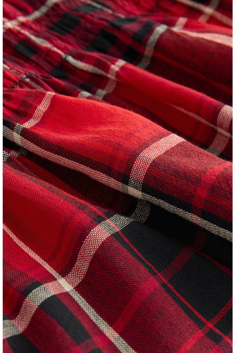 Plaid Smocked Peplum Cotton Blend Top, Alternate, color, RED