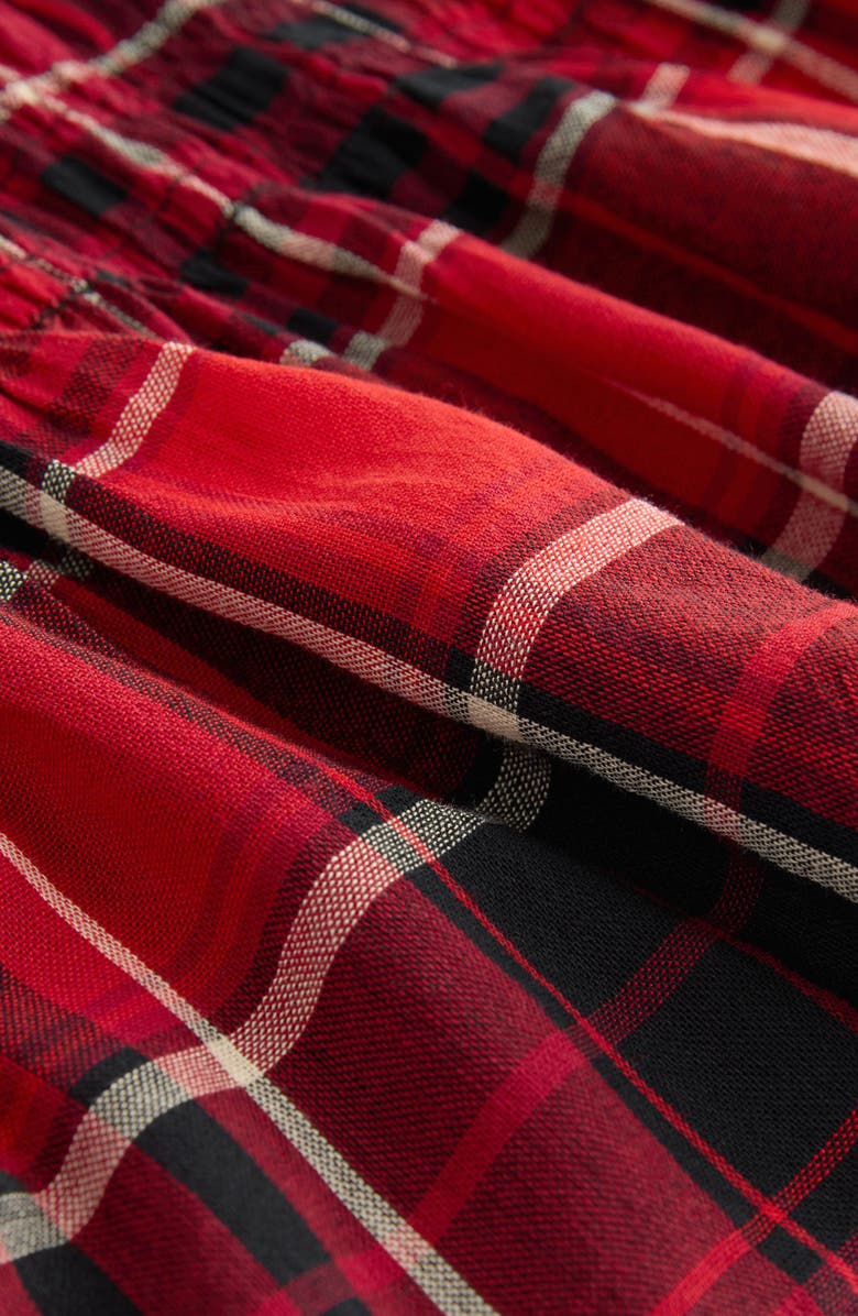 NEXT Plaid Smocked Peplum Cotton Blend Top, Alternate, color, Red