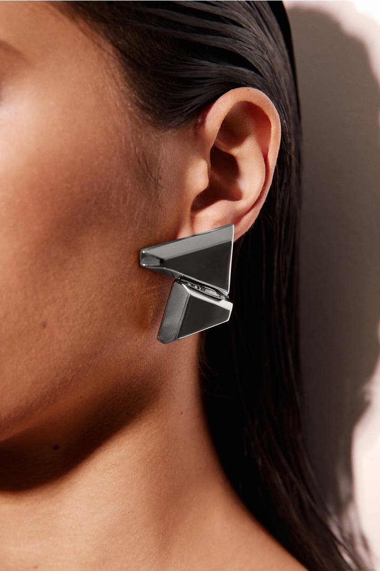 Construction Earrings, Alternate, color, Silver