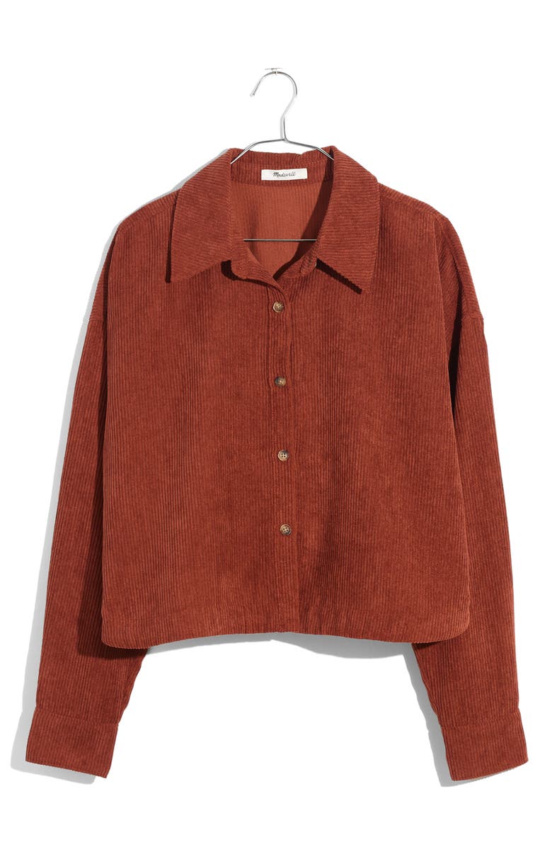Madewell Hartfield Corduroy Crop Button-Up Shirt, Main, color,