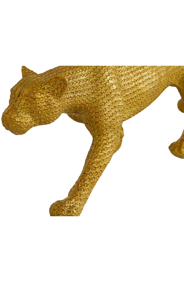 WILLOW ROW Goldtone Polystone Glam Leopard Sculpture - Set of 2, Alternate, color, Gold