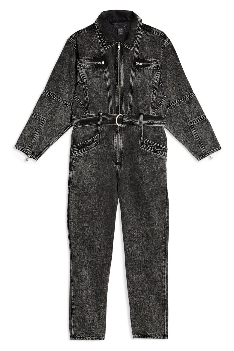 Tibet Acid Boil Denim Jumpsuit, Alternate, color, WASHED BLACK