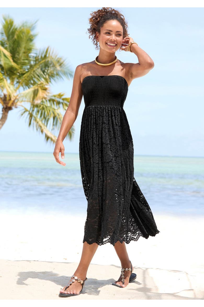 Convertible Lace Dress, Alternate, color, Black