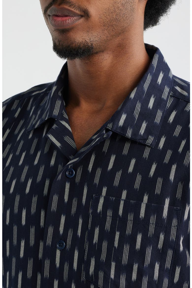 Ikat Short Sleeve Button-Up Shirt, Alternate, color, NAVY