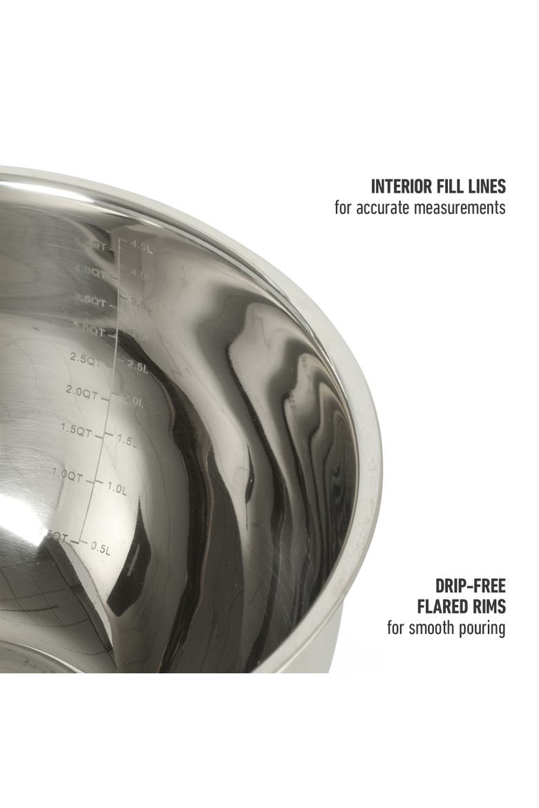 Orbit 3-Piece Stainless Steel Mixing Bowl Set with Glass Lids, Alternate, color, Silver
