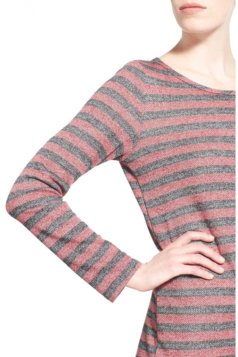 Stripe Long Sleeve Shift Dress, Alternate, color, BURGUNDY