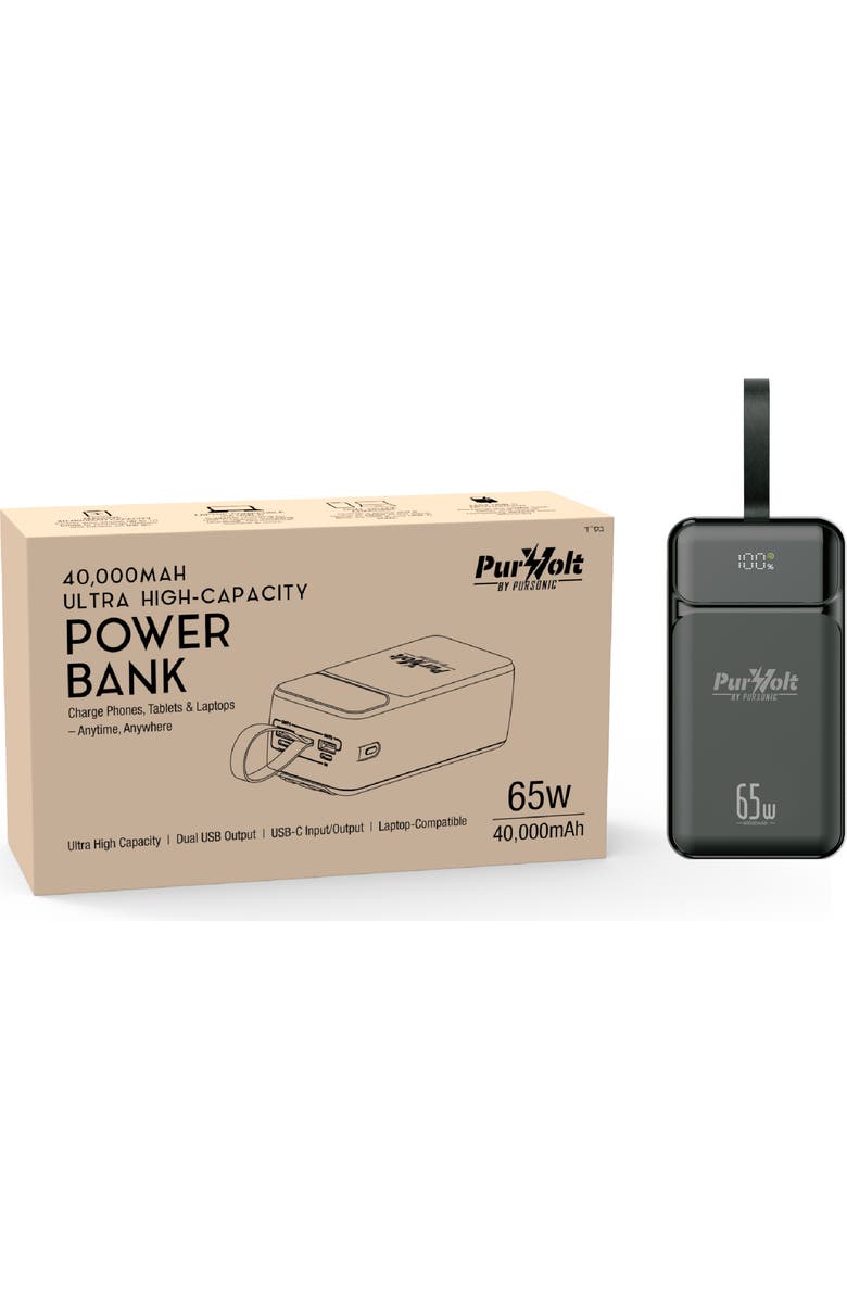 PURSONIC 40,000mAh Ultra High-Capacity Power Bank, Main, color, Black