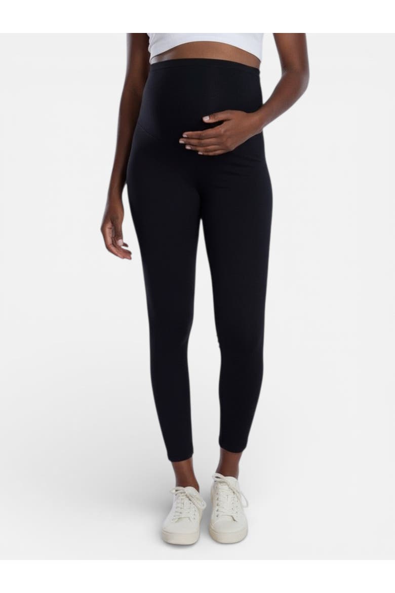 Essential Stretch Secret Fit Over the Belly Maternity Leggings, Alternate, color, Black & Charcoal