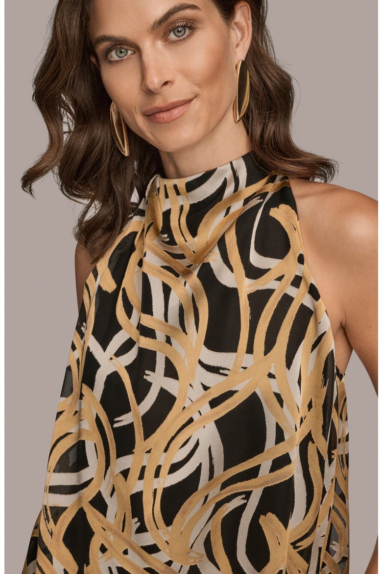 Cowl Neck Sleeveless Shirt, Alternate, color, BLACK/ FAWN