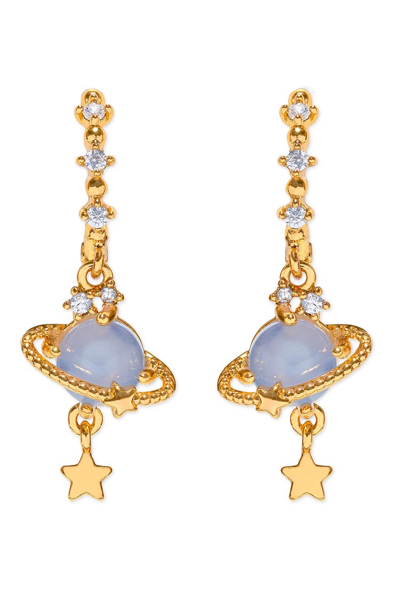 Blue Jupiter Dangle Earrings, Main, color, GOLD