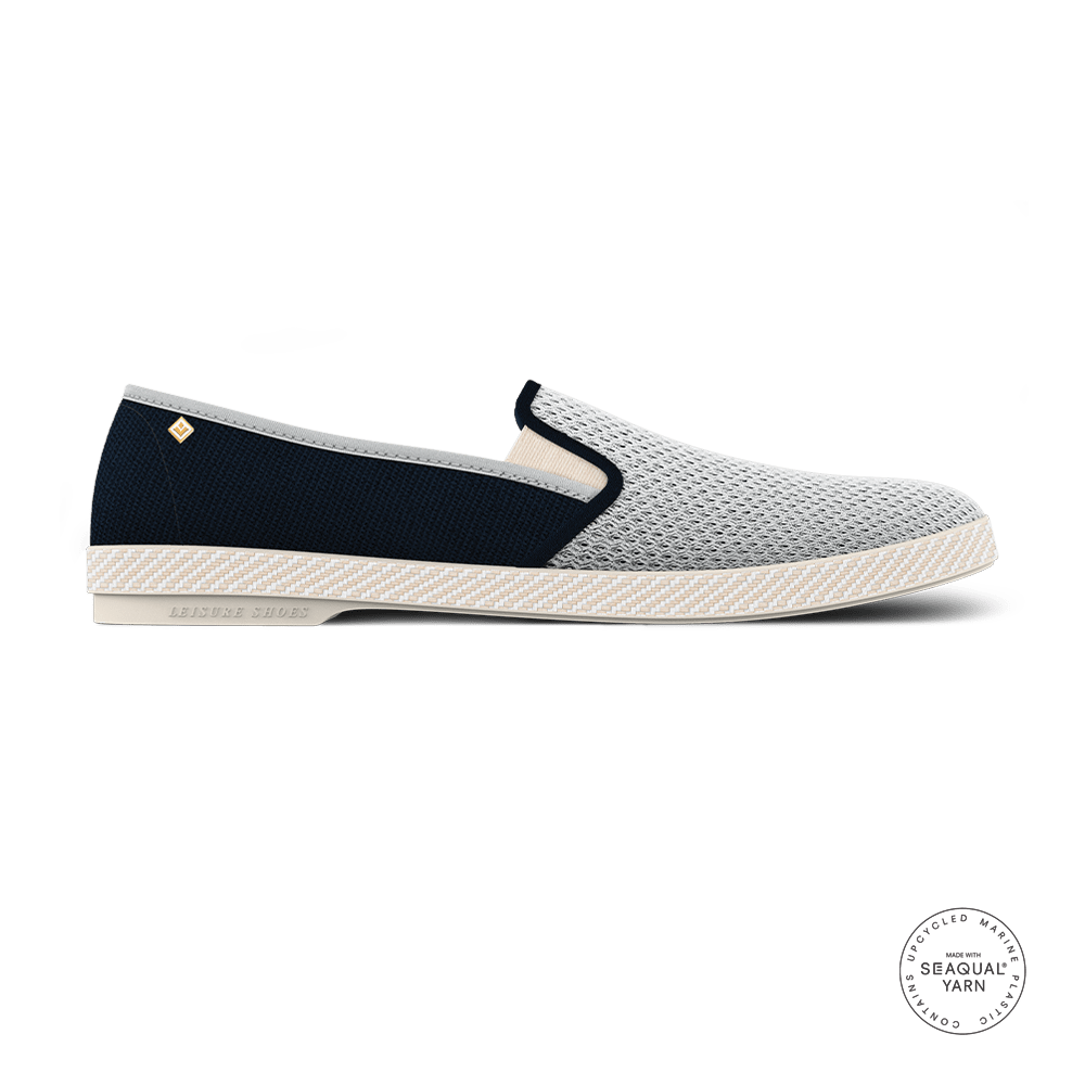 Rivieras Classic Canvas & Mesh Slip-On Loafer, Main, color, Navy And Light Blue