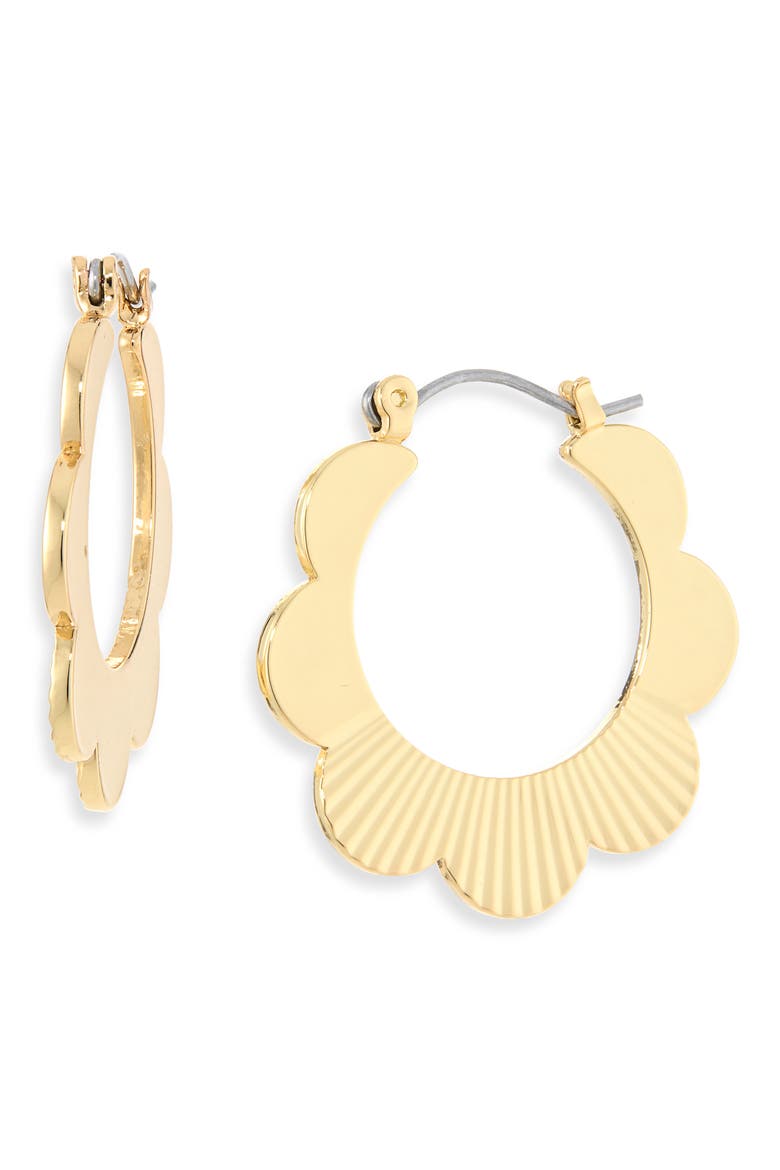Textured Scallop Hoop Earrings, Main, color, GOLD