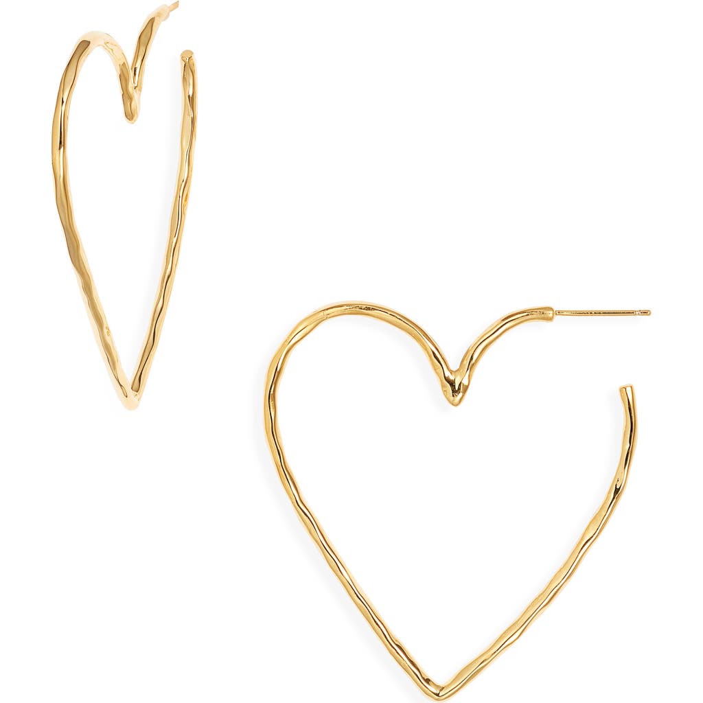 Nest Jewelry Hammered Heart Hoop Earrings In Brown