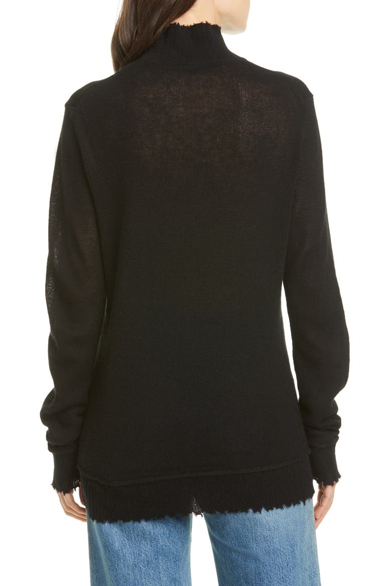Distressed Cashmere Sweater, Alternate, color, BLACK