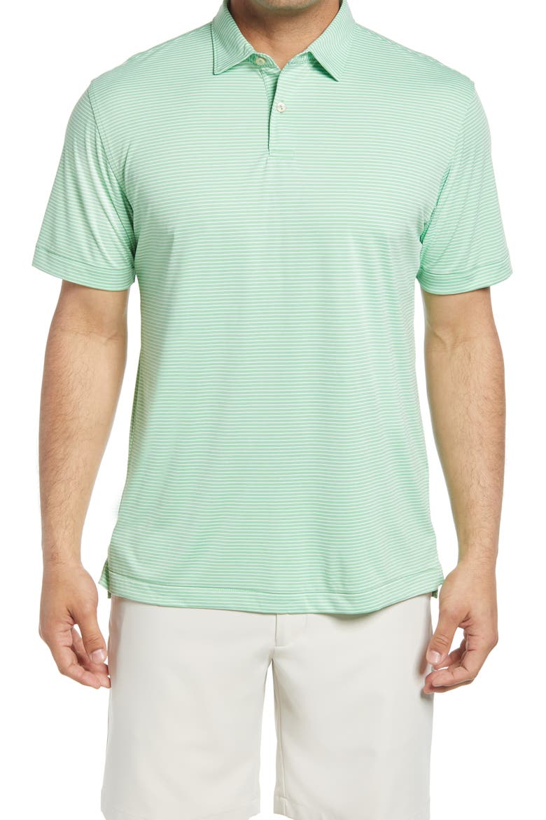 Featherweight Mélange Stripe Short Sleeve Polo, Main, color, MINT LEAF