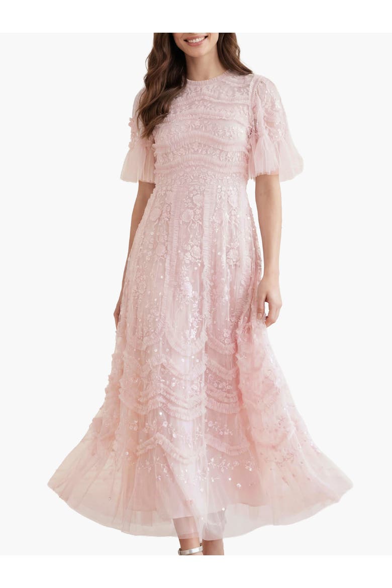 Gianna Ruffle Short Sleeve Maxi Gown, Main, color, Shell