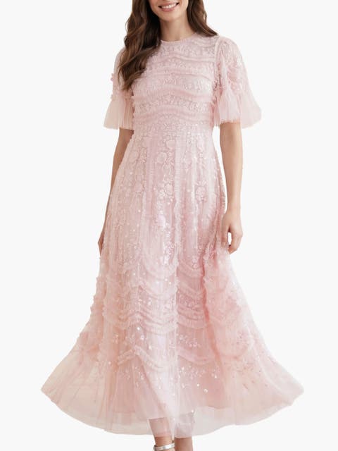 Gianna Ruffle Short Sleeve Maxi Gown