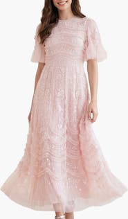 Needle & Thread Gianna Ruffle Short Sleeve Maxi Gown