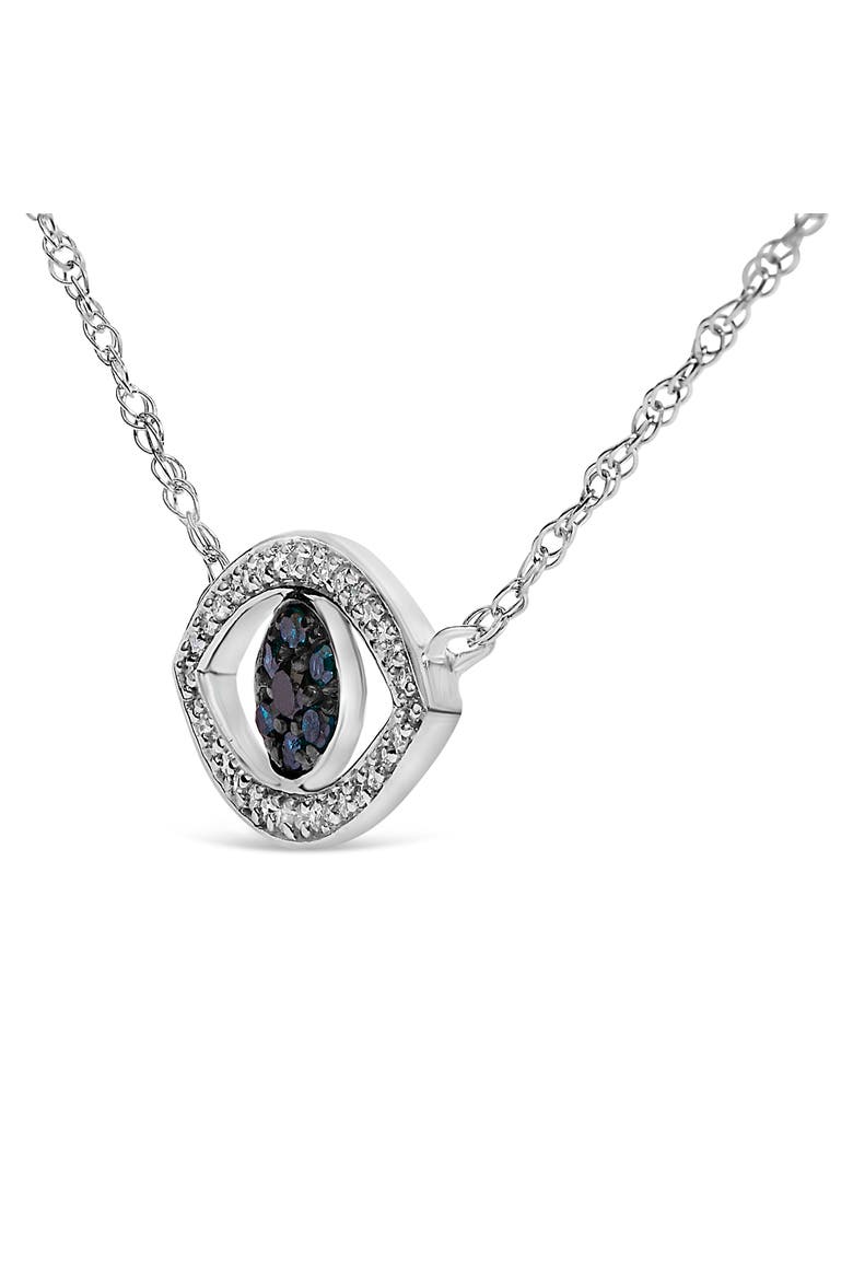 Sterling Silver 1/4 Cttw Blue and White Diamond Evil Eye Necklace, Alternate, color, Silver