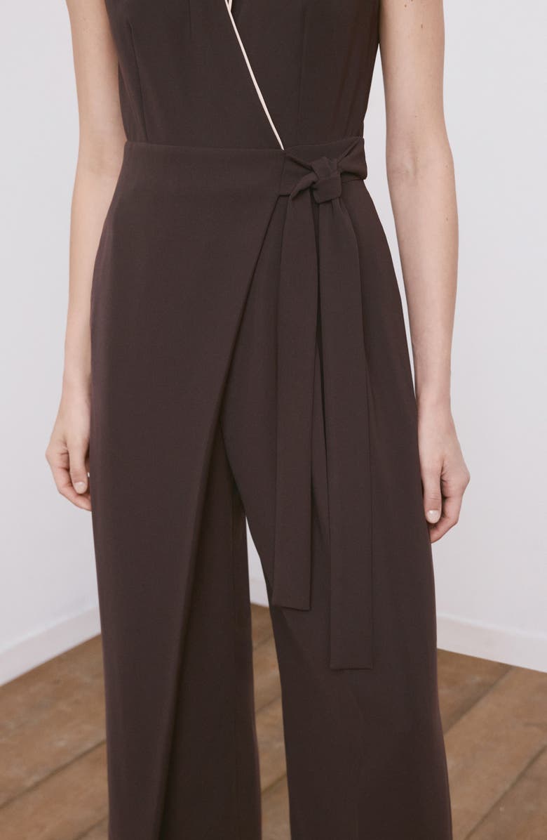 MANGO Contrast Piping Faux Wrap Jumpsuit, Alternate, color, 