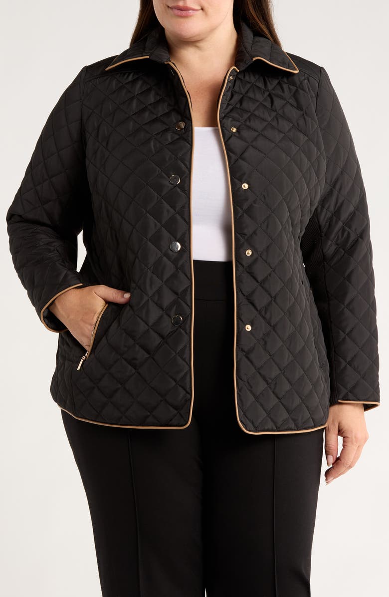 Jones New York Quilted Jacket, Main, color, Jones Black/ Caramel