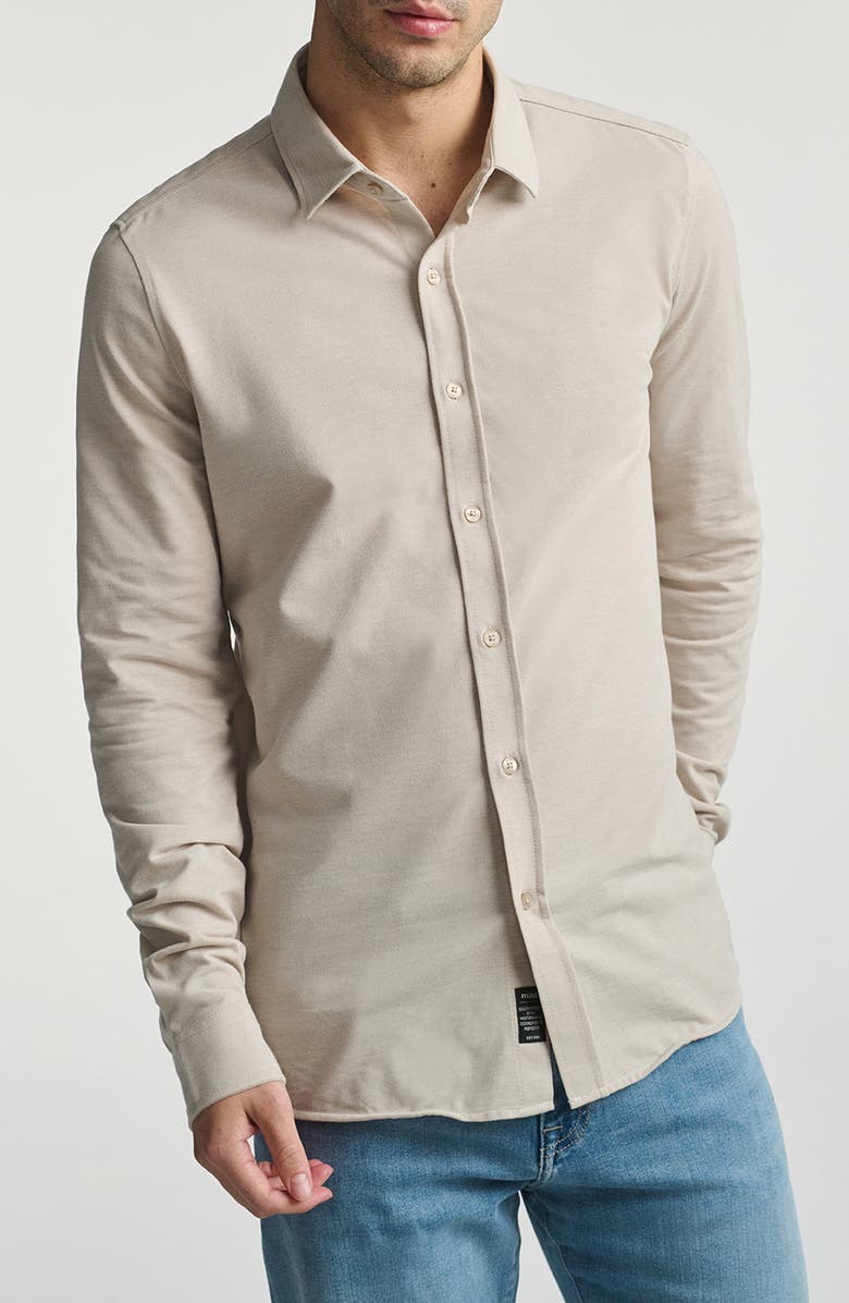 Mavi Jeans Piqué Button-Up Shirt, Main, color, Silver Lining