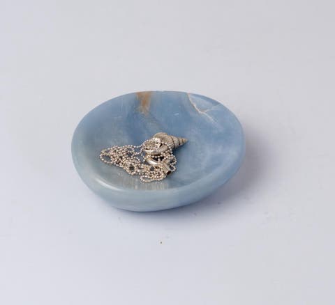 Organic Gemstone Catchall Dish 4" Angelite Blue