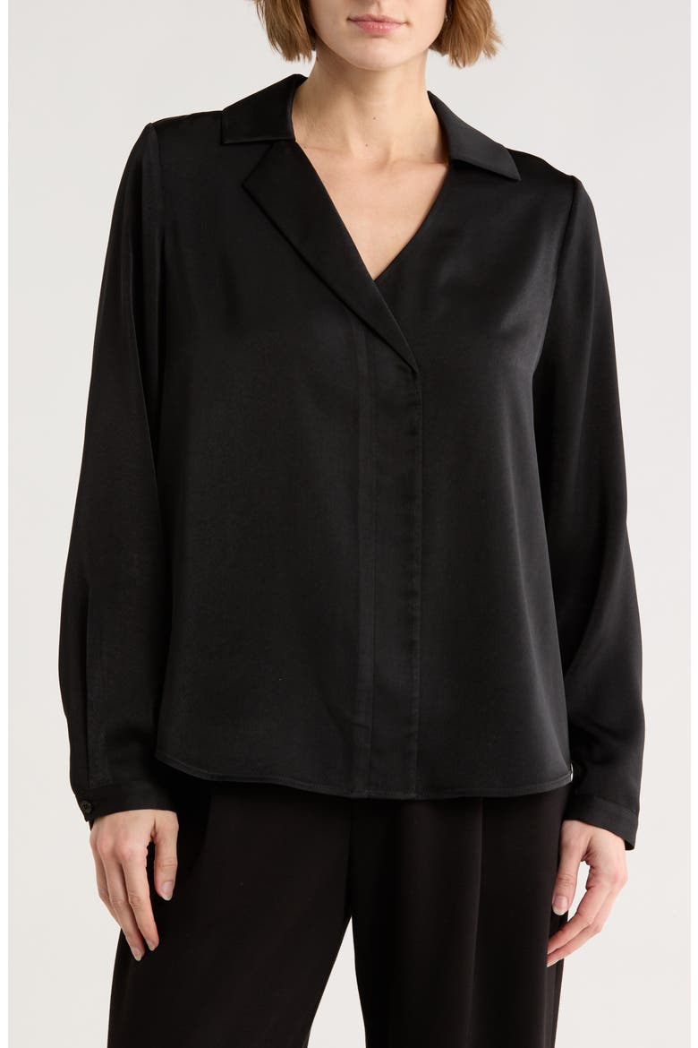 Johnny Collar Long Sleeve Top, Main, color, BLACK