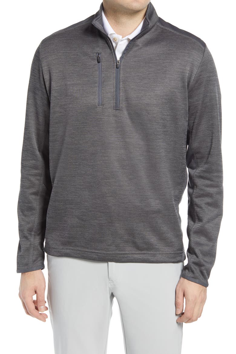 Swing Tech Dual Action Aquapel Water Repellent Men's Quarter Zip Pullover, Main, color, GREY HEATHER