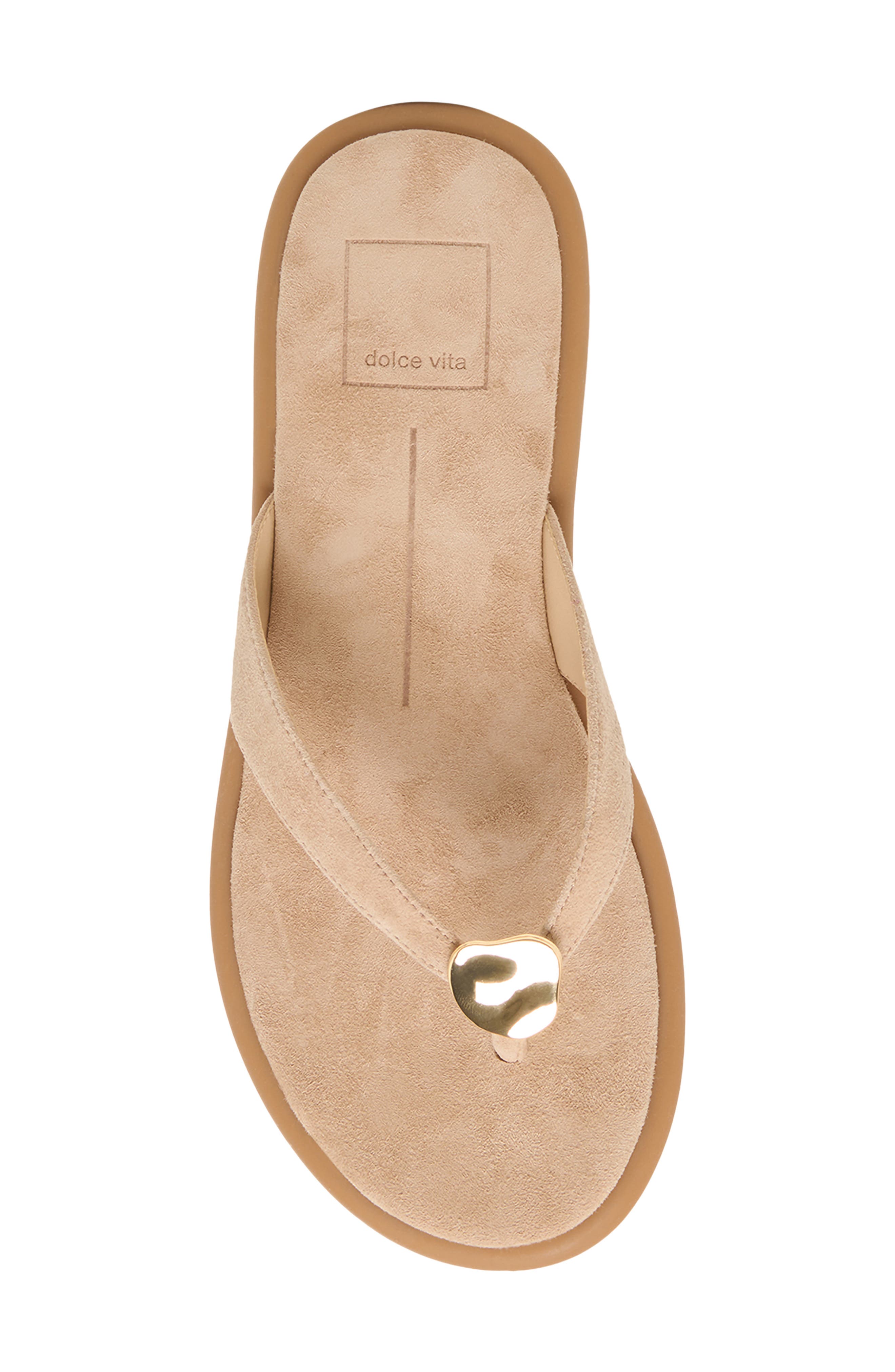Jaina Embellished Flip Flop, Alternate, color, CAMEL NUBUCK