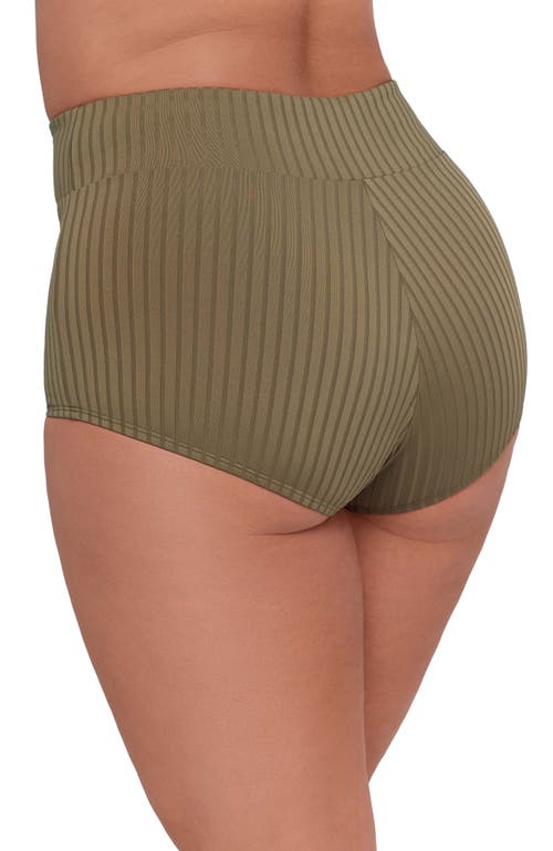 S3 Ribbed Ultra High Waist Swim Short In Green