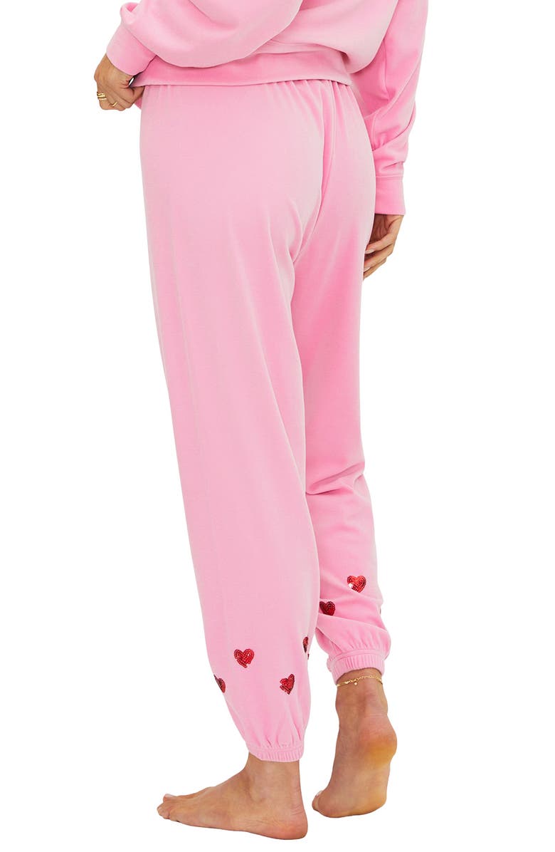 Beach Riot Georgie Sequin Heart Sweatpants, Alternate, color, Lovely Pink