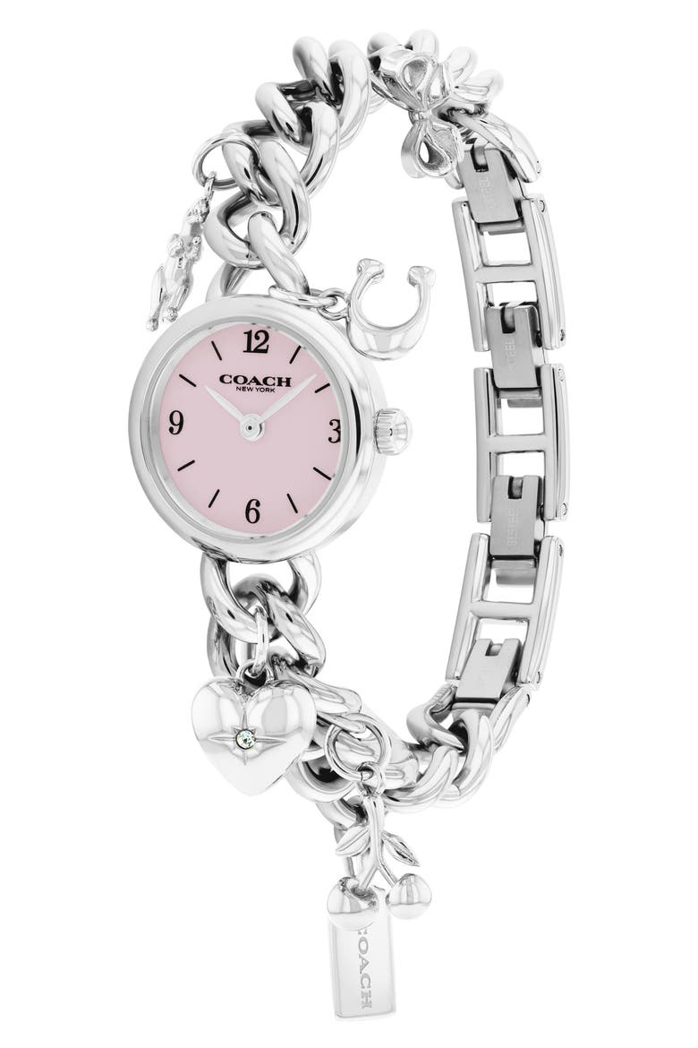 Iris Charm Bracelet Watch, 22.5mm, Alternate, color, SILVER