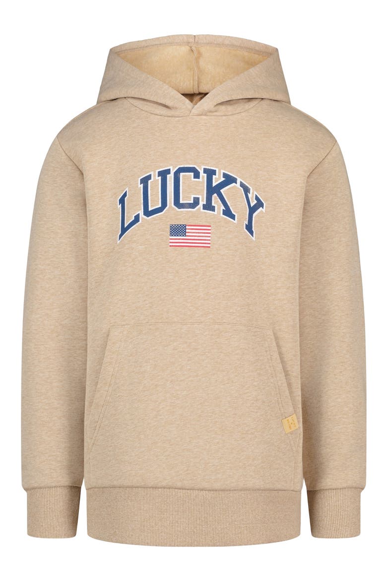 Kids' Lucky Flag Graphic Hoodie, Main, color, CORNSTALK HEATHER