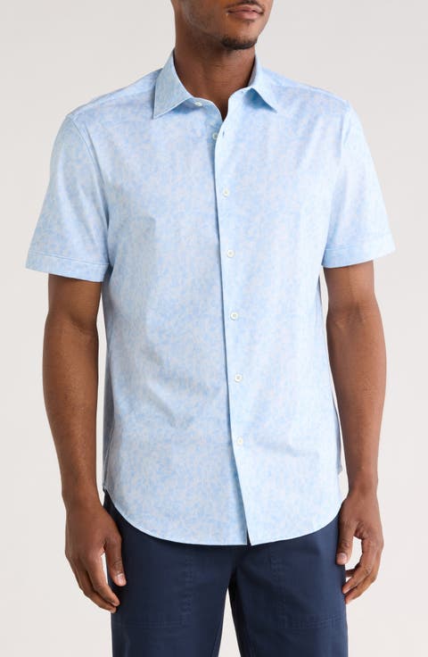 Print Short Sleeve Button-Up Shirt