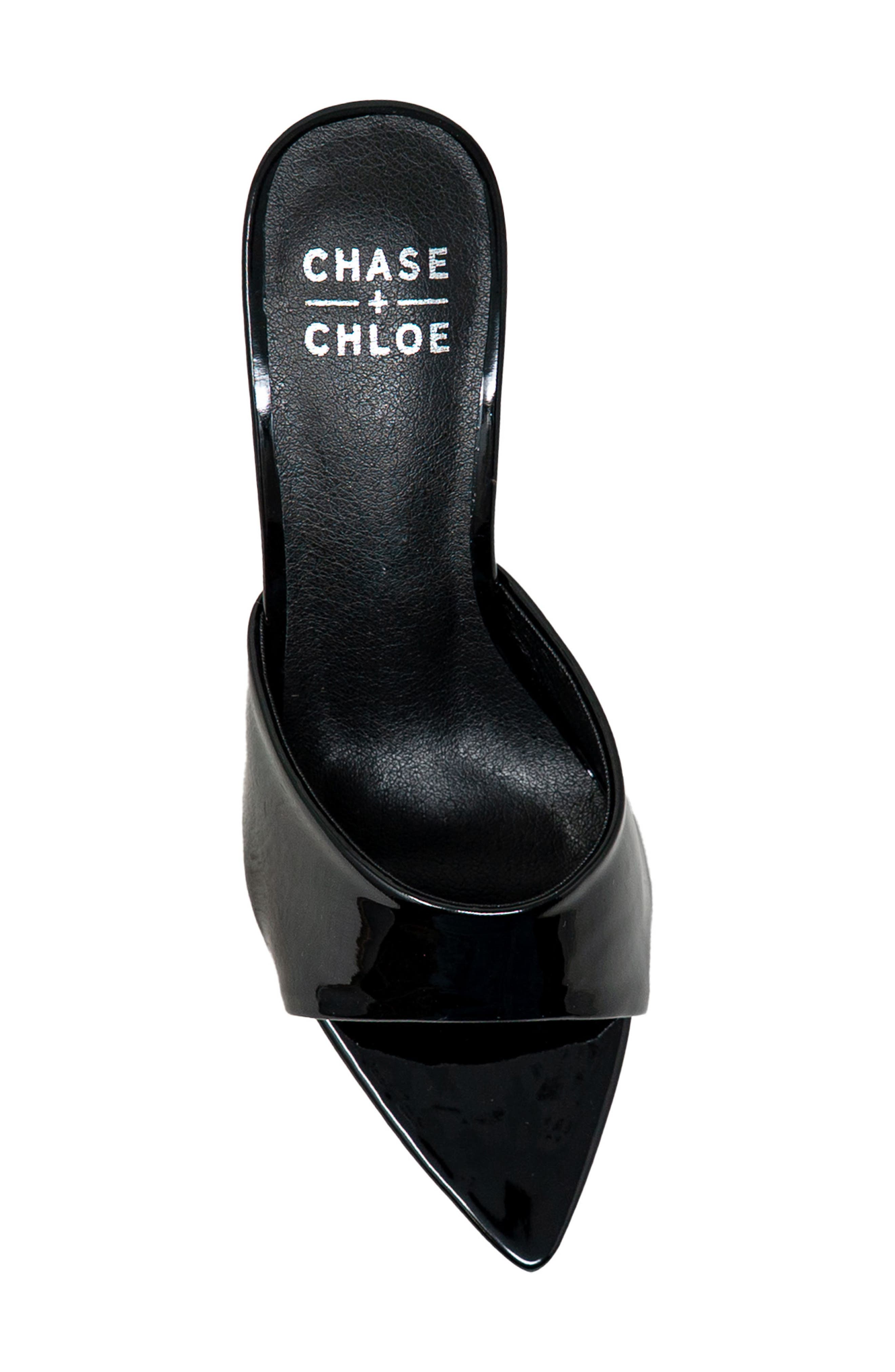 CHASE AND CHLOE Glossy Finish Stiletto Sandal, Alternate, color, Black Patent