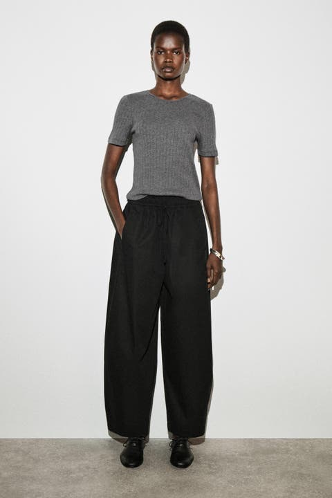 Elasticated Barrel-Leg Pants