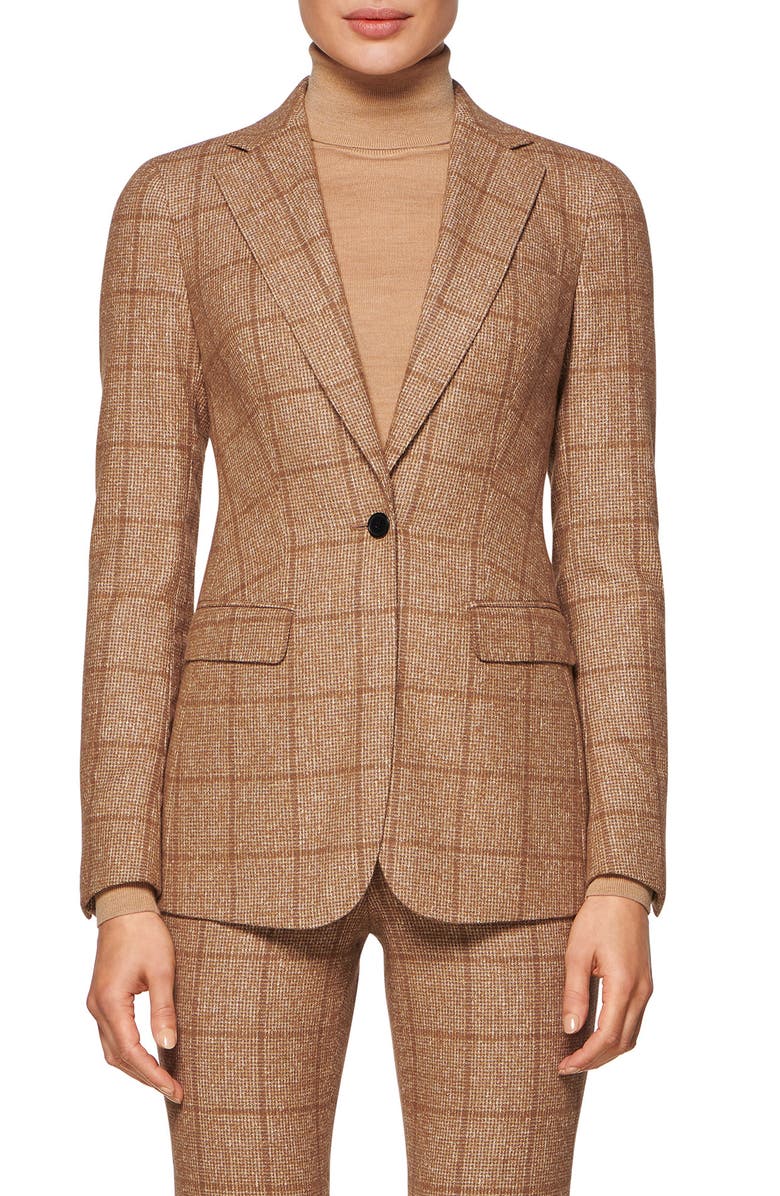 SUISTUDIO Cameron Windowpane Plaid Alpaca & Cotton Blend Jacket, Main, color,