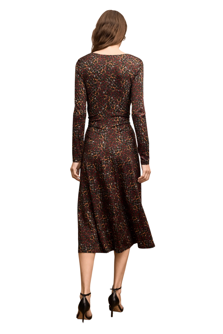 Johnna Printed Jersey Ruched Dress, Alternate, color, Autumn Floral