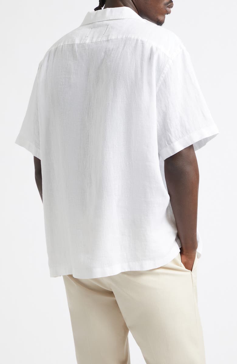 Reigning Champ Retreat Relaxed Linen Camp Shirt, Alternate, color, White