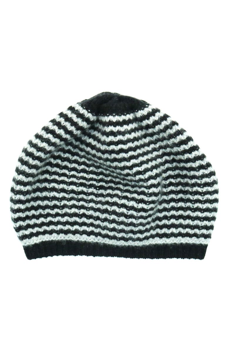Portolano Stripe Cashmere Beanie, Main, color, Black/ Light Heather Grey