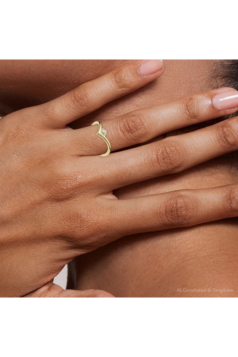 Diamond Stackable Chevron Wedding Ring 14k Gold Lab Grown, Alternate, color, 14k Yellow Gold
