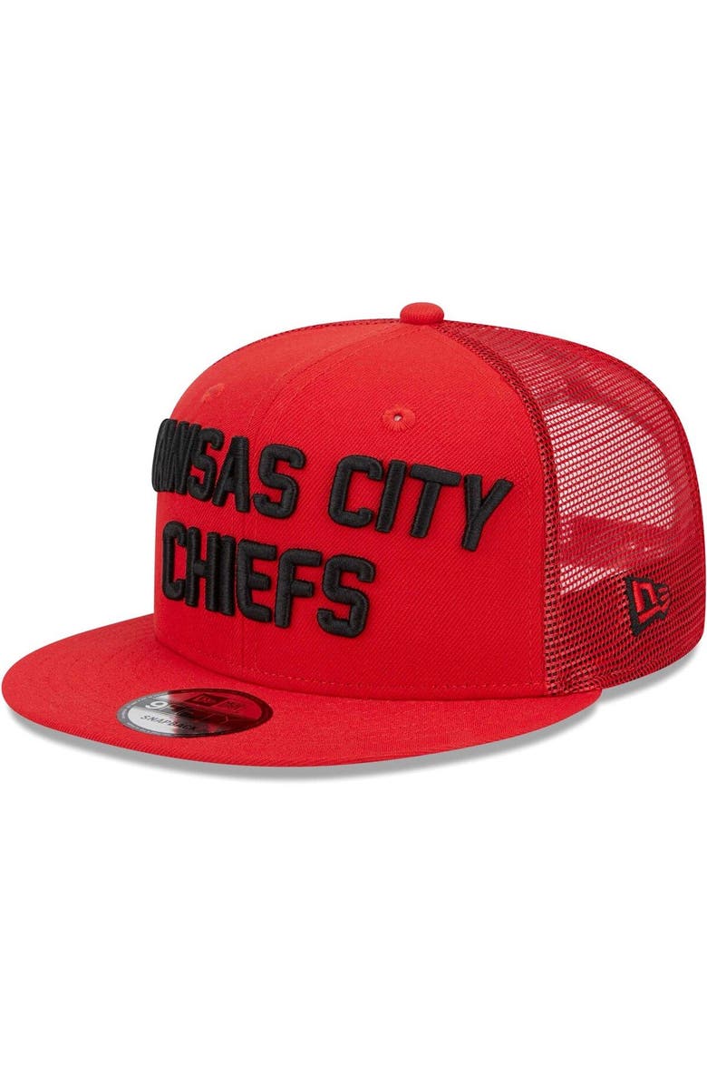 New Era Men's New Era Red Kansas City Chiefs Stacked Trucker 9FIFTY Snapback Hat, Alternate, color,