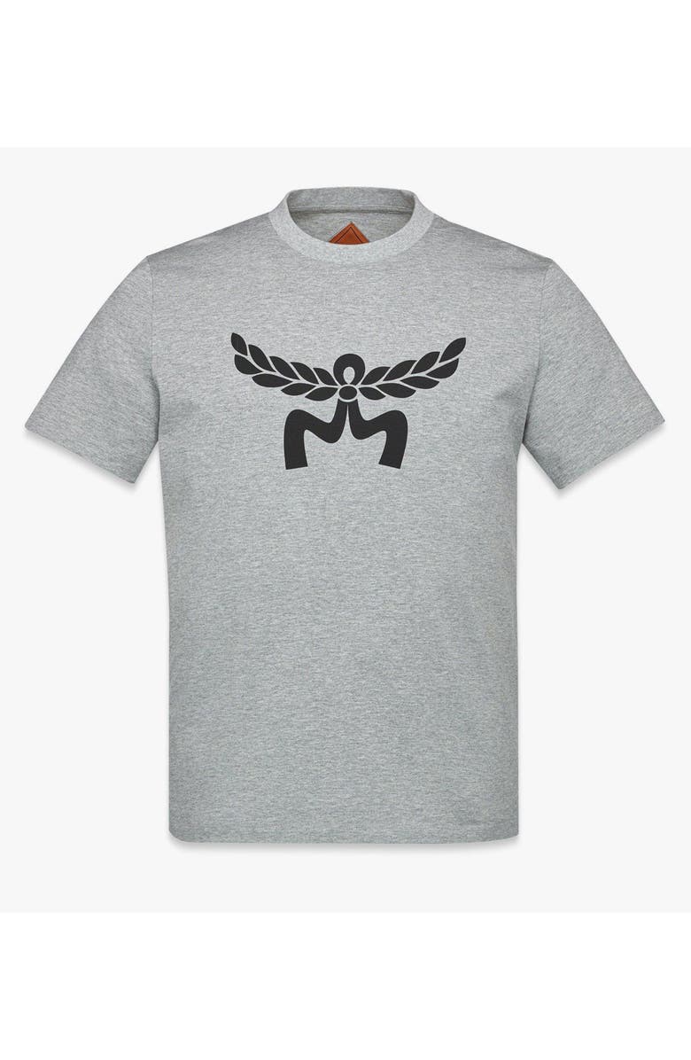 MCM Laurel Logo Print T-Shirt in Organic Cotton, Main, color, Grey