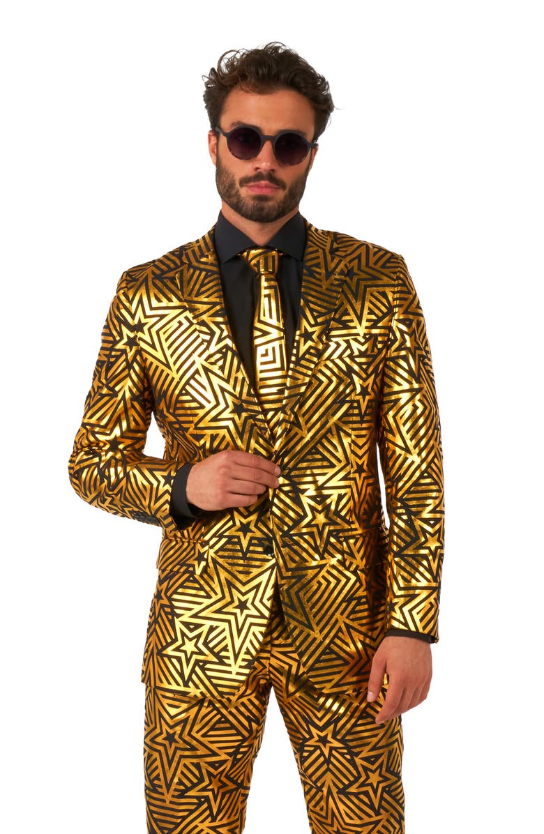 OppoSuits Golden Geo Star 3-Piece Tuxedo Set, Alternate, color,