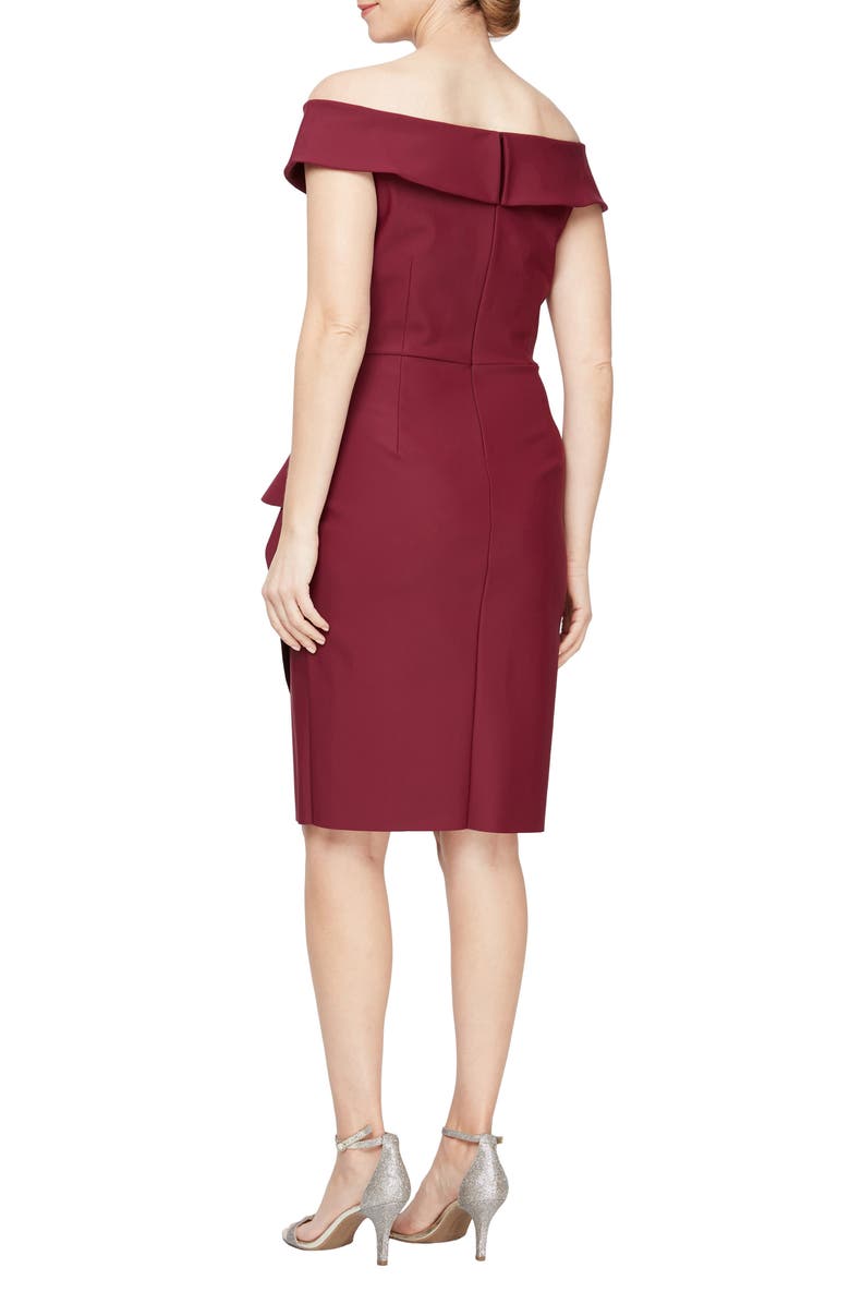 Alex Evenings Off the Shoulder Sheath Cocktail Dress, Alternate, color, 