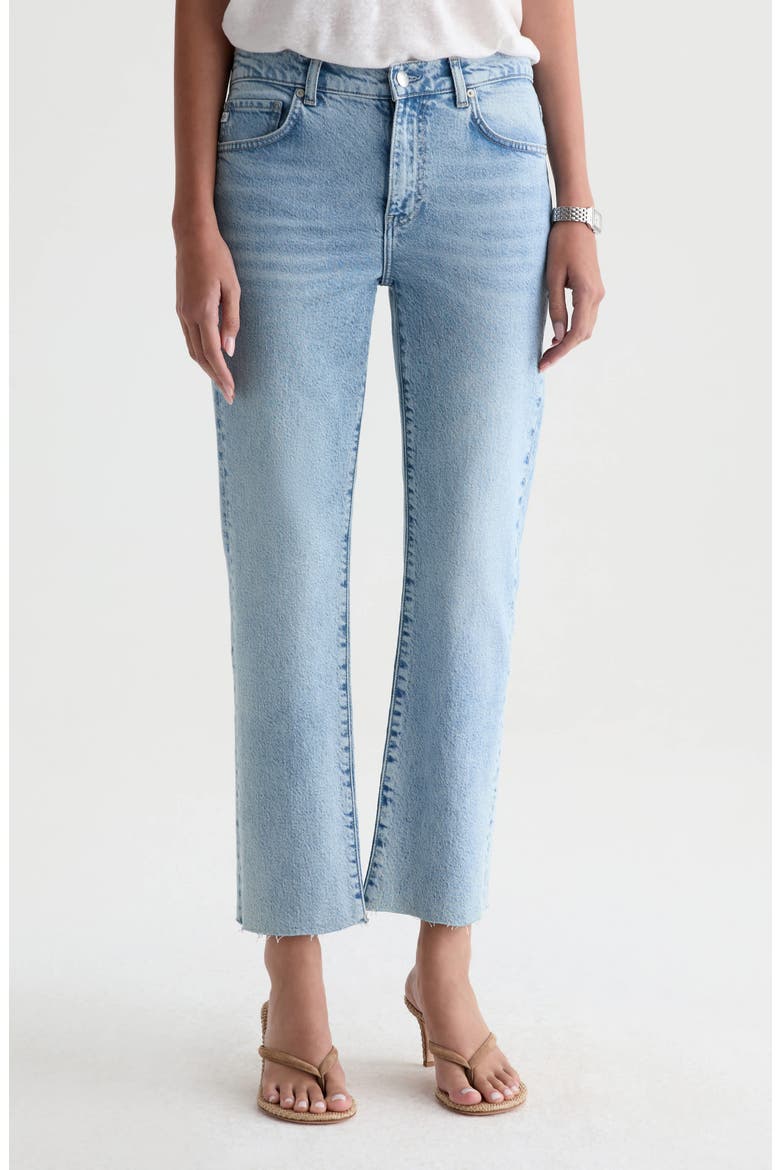 Brinley Raw Hem Mid Rise Ankle Straight Leg Jeans, Main, color, GOLD COUNTRY
