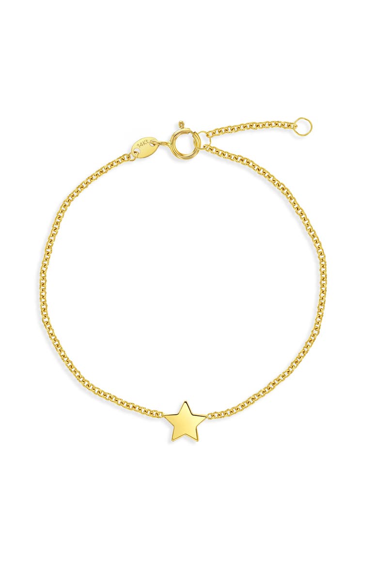 14k Polished Star Bracelet, Main, color, Gold