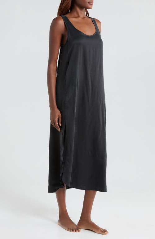 Lunya Tulip Bias Washable Silk Nightgown In Immersed Black